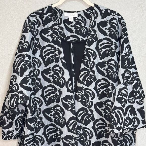 Emerson Rose Jacket Topper Size XL Black White Floral Jacquard - Picture 3 of 7